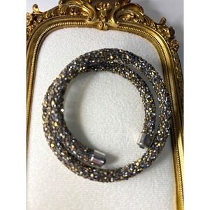 Stardust Double Wrap Bracelet Choker Gold Silver Hematite Crystals